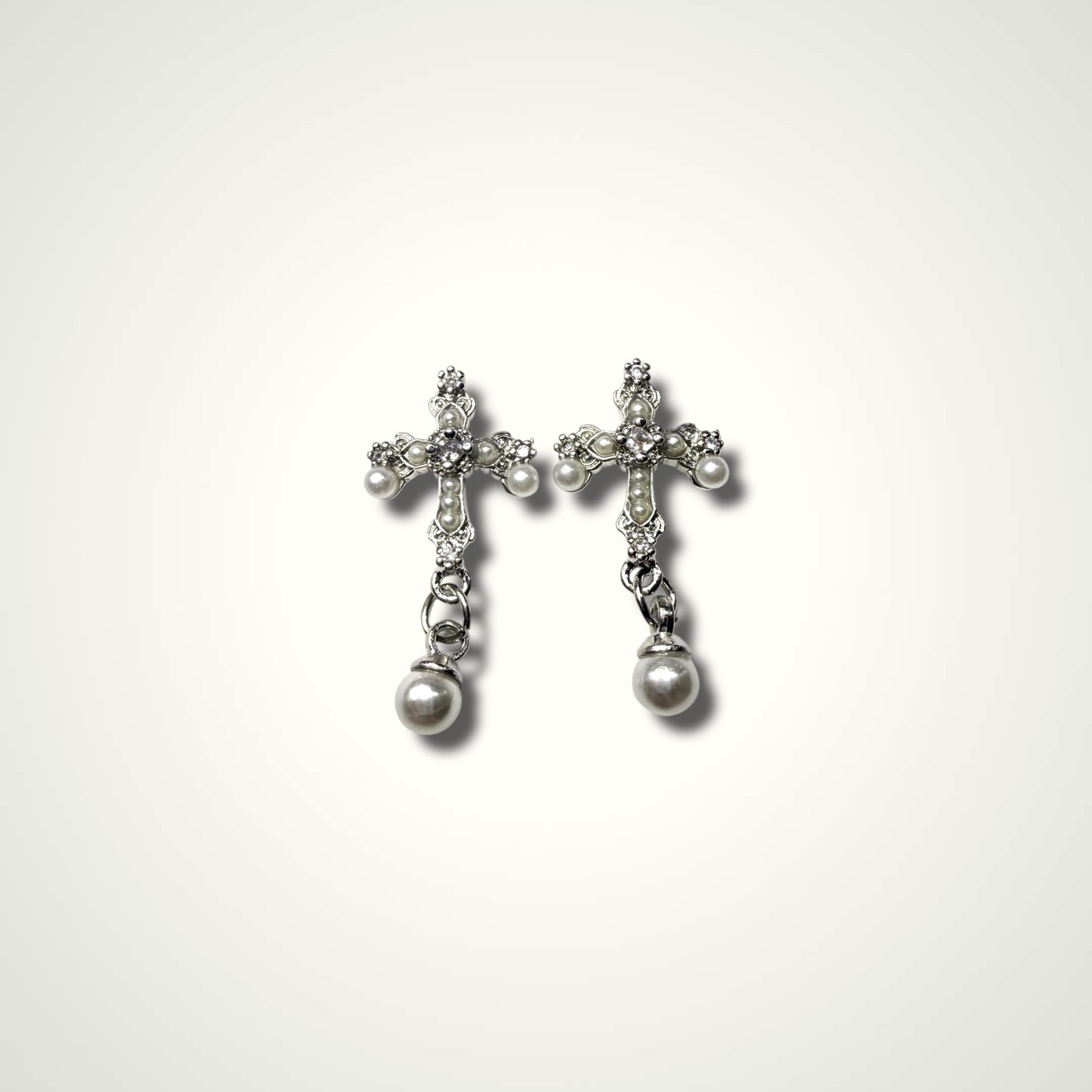 Dangled Pearl Cross Elegance Charm 016